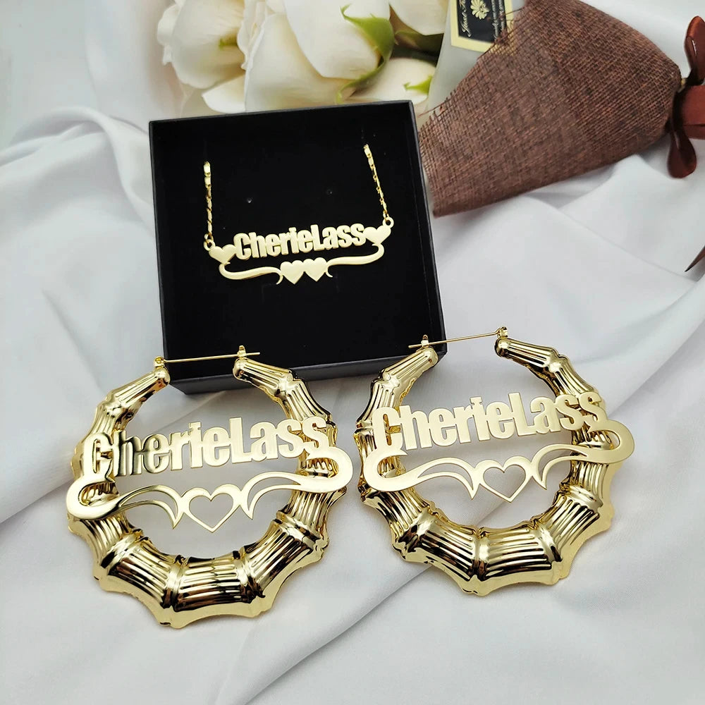 Personalized Name Kids Set Necklace Custom Letter Bracelet Stainless Steel Mini Earrings Gift for Kids